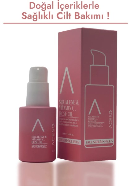 Cosmetics Squalane & Vitamin C, Gül Yağı Serum 30 ml