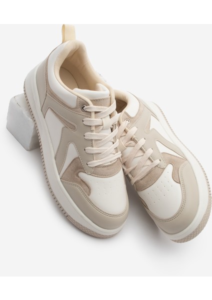 Kadın Sneaker Yüksek Taban Spor Ayakkabı Aryan Bej