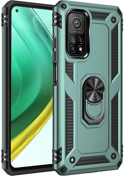Xiaomi Mi 10T Pro Kılıf Sofya Yüzüklü Silikon Kapak - Yeşil Ynsmr