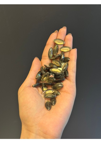 2 cm 40 Adet Füme Damla Dikme Boncuk