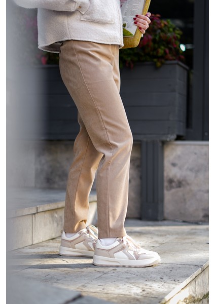 Kadın Sneaker Yüksek Taban Spor Ayakkabı Aryan Bej