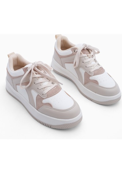 Kadın Sneaker Yüksek Taban Spor Ayakkabı Aryan Bej