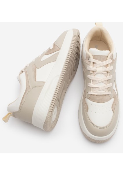 Kadın Sneaker Yüksek Taban Spor Ayakkabı Aryan Bej