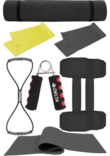 Evde Pilates Keyfi Için Tam Set! 6mm Pilates Mindere, Dambıla, Lastiğe ve Daha Fazlasına Sahip