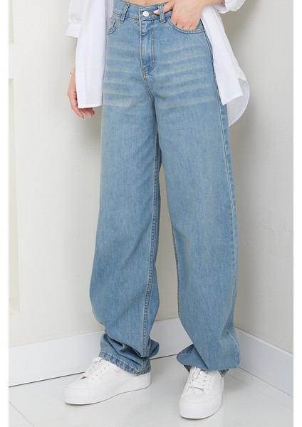 Bol Paça Kot Pantolon 1514 - Açık Mavi
