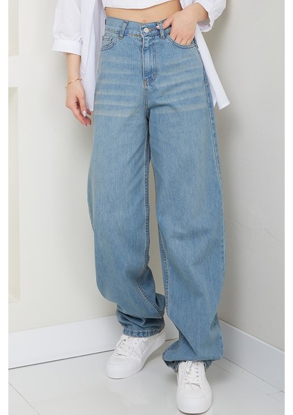 Bol Paça Kot Pantolon 1514 - Açık Mavi modelleri
