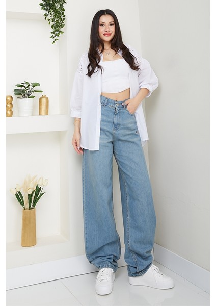 Bol Paça Kot Pantolon 1514 - Açık Mavi fırsatları