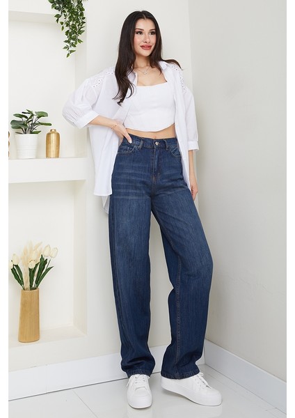 Bol Paça Kot Pantolon 1515 - Koyu Mavi fiyatları