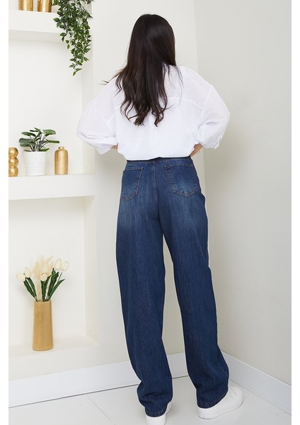 Bol Paça Kot Pantolon 1515 - Koyu Mavi indirimleri