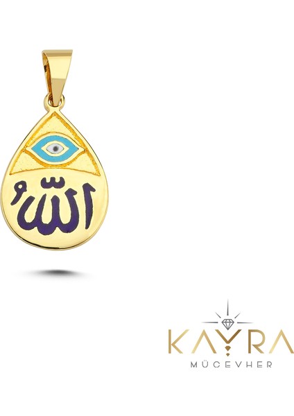 Allah Yazılı Mineli Altın Kolye Ucu AH93
