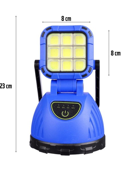 Powermaster PM-8033C 6 Modlu El Feneri ve Işıldak Acil Durum Lambası 9 Cob Ledli Solar Şarjlı
