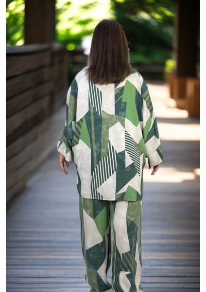 Oversıze Kesim Pamuklu Yazlık Kumaş Önden Düğmeli Gömlek Beli Lastikli Pantolon Büyük Beden Takım fırsatları