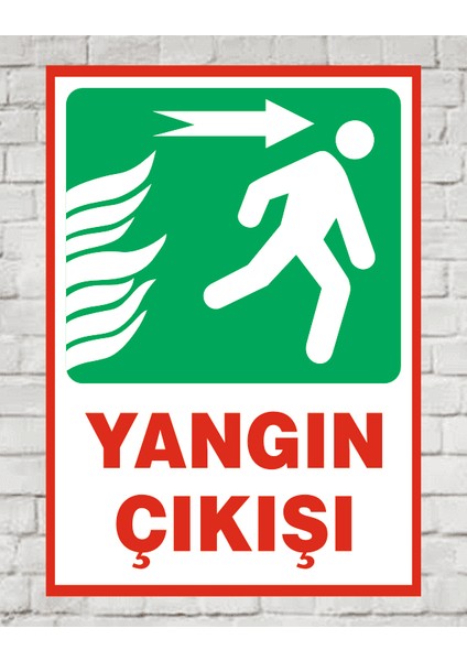 Yangın Çıkışı Sağ - Uyarı Tabela Levhası 24X34CM