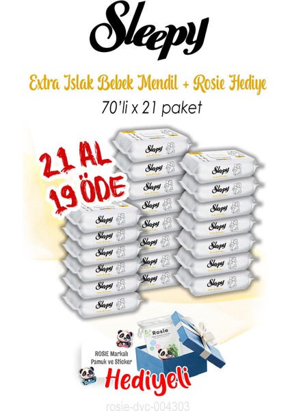 21 Al 19 Öde 70'li Sleepy Extra Islak Bebek Havlusu ve Rosıe