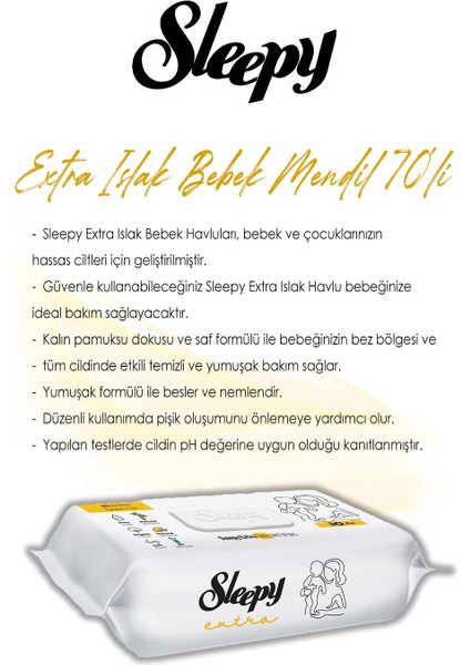 21 Al 19 Öde 70'li Sleepy Extra Islak Bebek Havlusu ve Rosıe