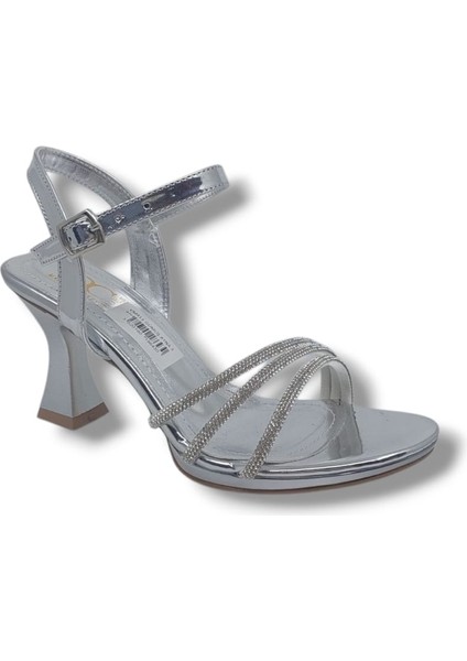 VM411 Kadın Gri Pırıltılı Topuklu Abiye Ayakkabı fiyatları