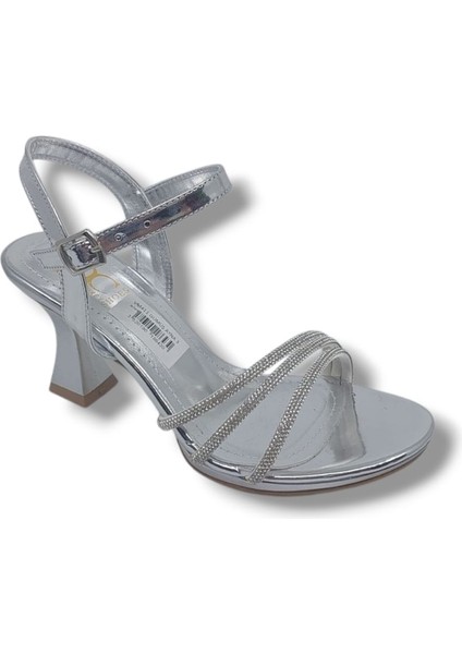 VM411 Kadın Gri Pırıltılı Topuklu Abiye Ayakkabı fırsatları