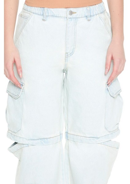 F21 Wide-Leg Cutout Kargo Jean Pantolon