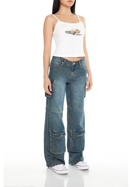 F21 Wide-Leg Kargo Jean Pantolon
