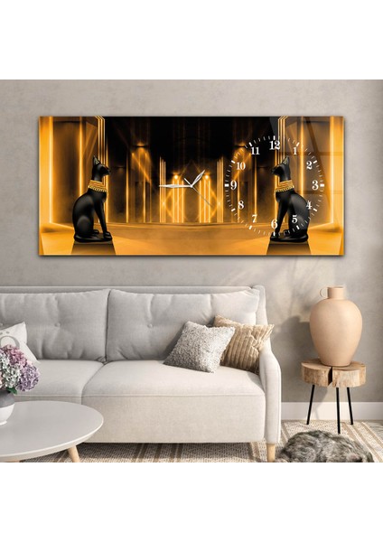 Yatay Saatli Yandan Sanat ve Doğa Temalı Cam Tablo YSYS062