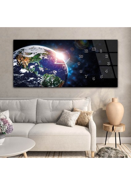 Yatay Saatli Yandan Sanat ve Doğa Temalı Cam Tablo YSYS199 modelleri