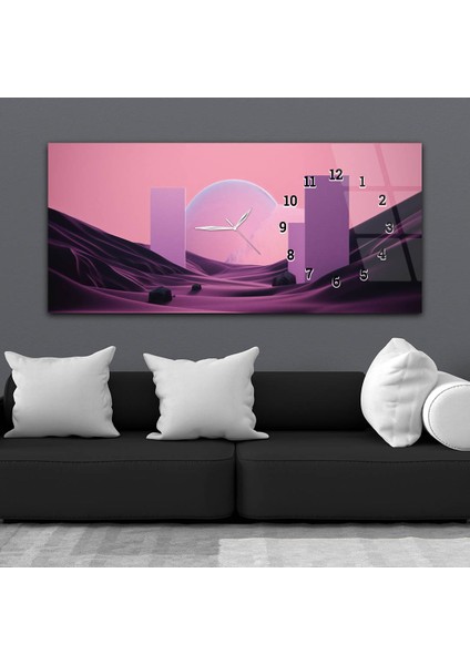 Yatay Saatli Yandan Sanat ve Doğa Temalı Cam Tablo YSYS229 fiyatları