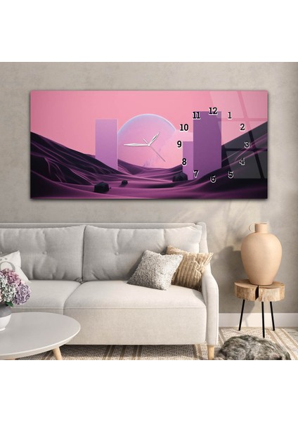 Yatay Saatli Yandan Sanat ve Doğa Temalı Cam Tablo YSYS229 modelleri