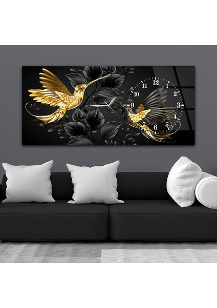 Yatay Saatli Yandan Sanat ve Doğa Temalı Cam Tablo YSYS089 fiyatları