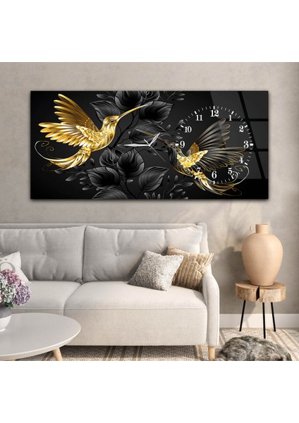 Yatay Saatli Yandan Sanat ve Doğa Temalı Cam Tablo YSYS089 modelleri