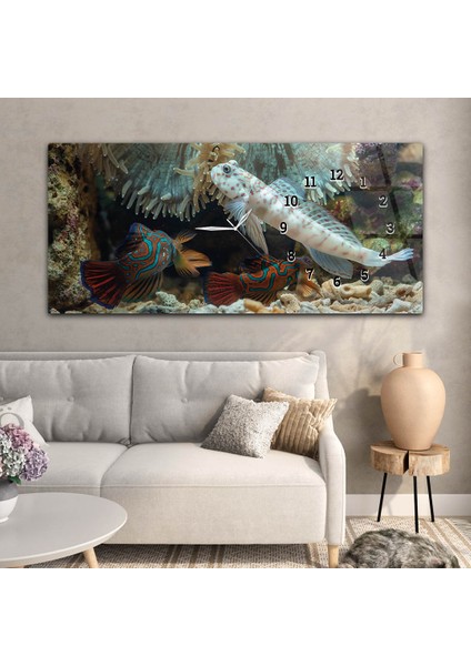 Yatay Saatli Yandan Sanat ve Doğa Temalı Cam Tablo YSYS203 modelleri
