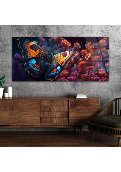 Yatay Saatli Yandan Sanat Temalı Cam Tablo YSYS257