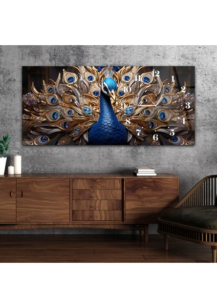Yatay Saatli Yandan Sanat Temalı Cam Tablo YSYS270