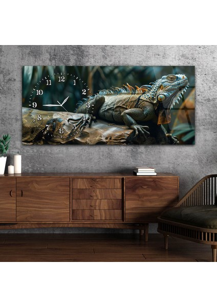 Yatay Saatli Yandan Sanat Temalı Cam Tablo YSYS298