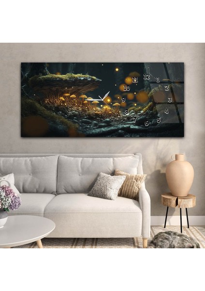 Yatay Saatli Yandan Sanat ve Doğa Temalı Cam Tablo YSYS208 modelleri