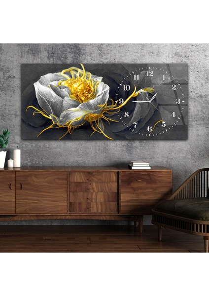 Yatay Saatli Yandan Sanat Temalı Cam Tablo YSYS246