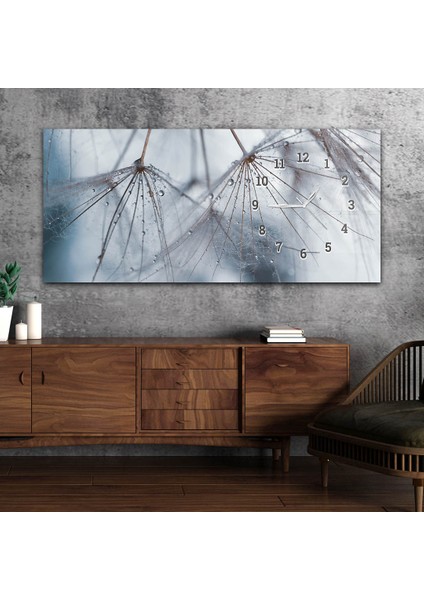 Yatay Saatli Yandan Sanat ve Doğa Temalı Cam Tablo YSYS117