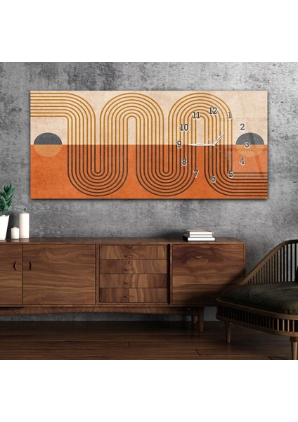 Yatay Saatli Yandan Sanat ve Doğa Temalı Cam Tablo YSYS115