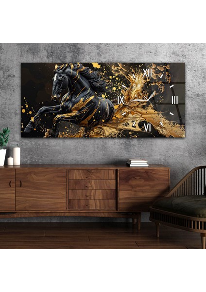 Yatay Saatli Yandan Sanat Temalı Cam Tablo YSYS311