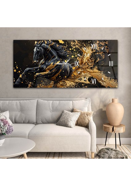 Yatay Saatli Yandan Sanat Temalı Cam Tablo YSYS311 modelleri