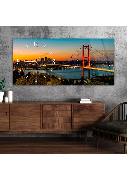 Yatay Saatli Yandan Sanat Temalı Cam Tablo YSYS247