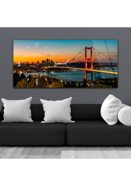 Yatay Saatli Yandan Sanat Temalı Cam Tablo YSYS247 fiyatları