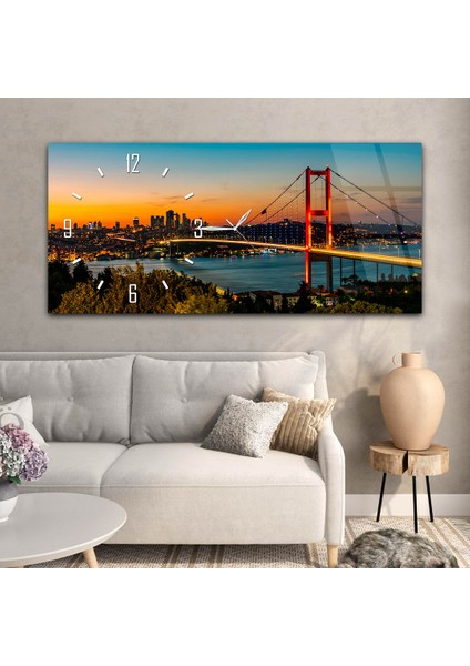 Yatay Saatli Yandan Sanat Temalı Cam Tablo YSYS247 modelleri