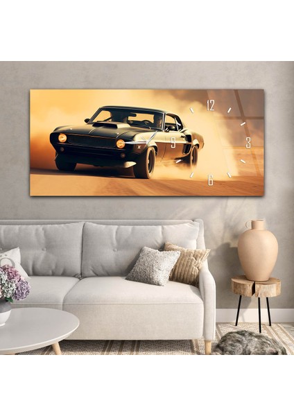 Yatay Saatli Yandan Sanat Temalı Cam Tablo YSYS279 modelleri