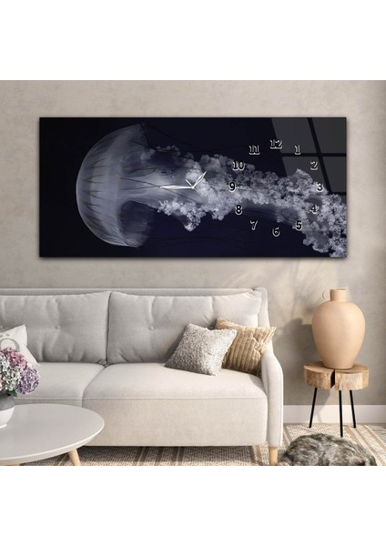 Yatay Saatli Yandan Sanat ve Doğa Temalı Cam Tablo YSYS220 modelleri