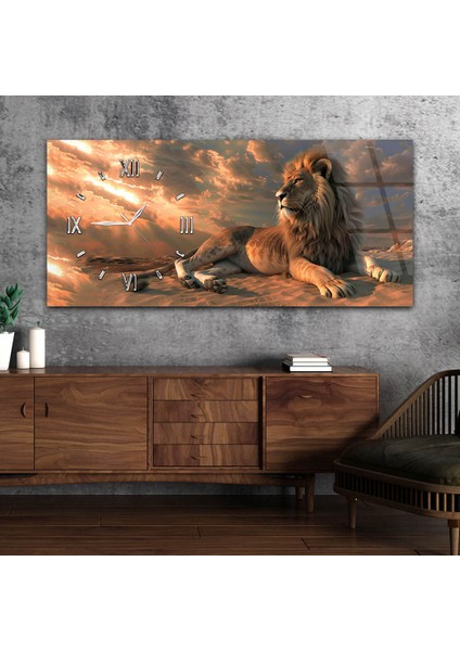 Yatay Saatli Yandan Sanat Temalı Cam Tablo YSYS323