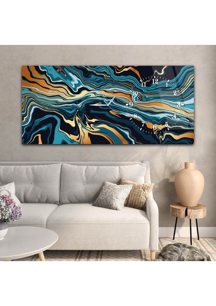 Yatay Saatli Yandan Sanat ve Doğa Temalı Cam Tablo YSYS101 modelleri