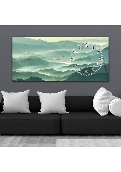 Yatay Saatli Yandan Sanat ve Doğa Temalı Cam Tablo YSYS096 fiyatları