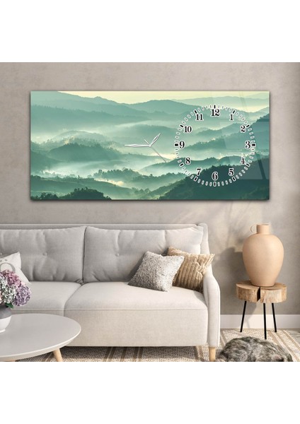 Yatay Saatli Yandan Sanat ve Doğa Temalı Cam Tablo YSYS096 modelleri