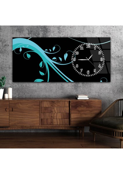 Yatay Saatli Yandan Sanat ve Doğa Temalı Cam Tablo YSYS098