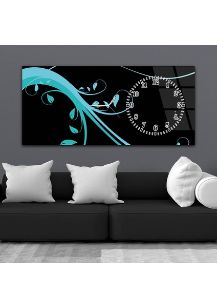 Yatay Saatli Yandan Sanat ve Doğa Temalı Cam Tablo YSYS098 fiyatları